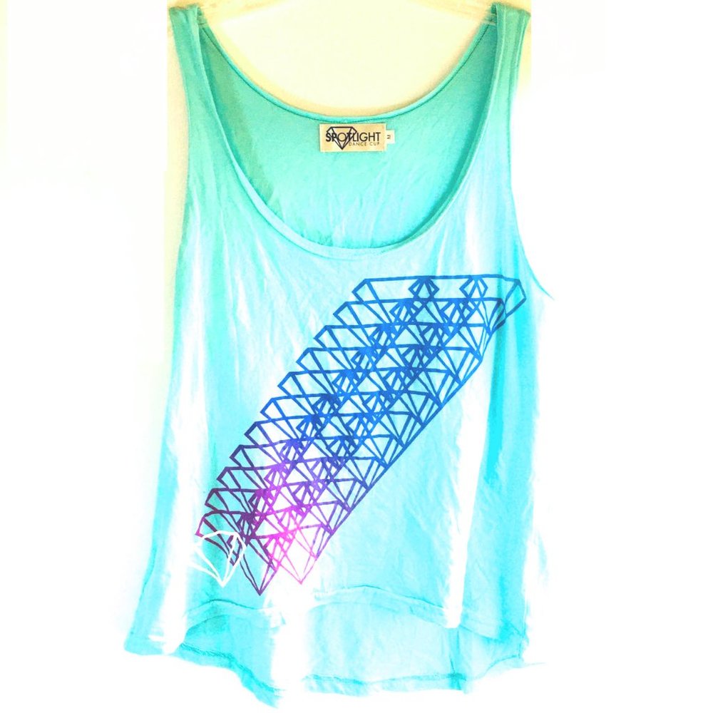 Spotlight Dance Cup Diamond Aqua Tank Top